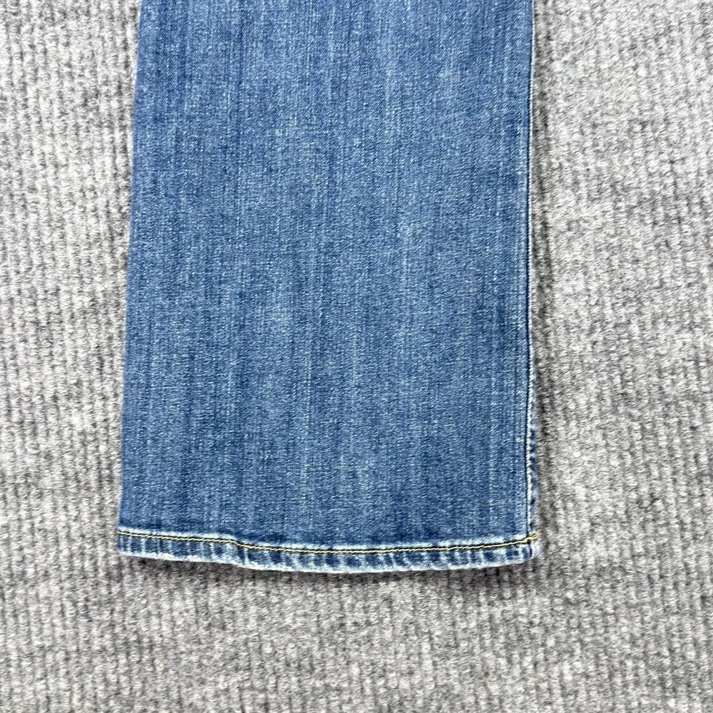 Seven7 Jeans Womens 10 Blue Medium Wash Flare Stretch Denim Mid Rise Embroidered